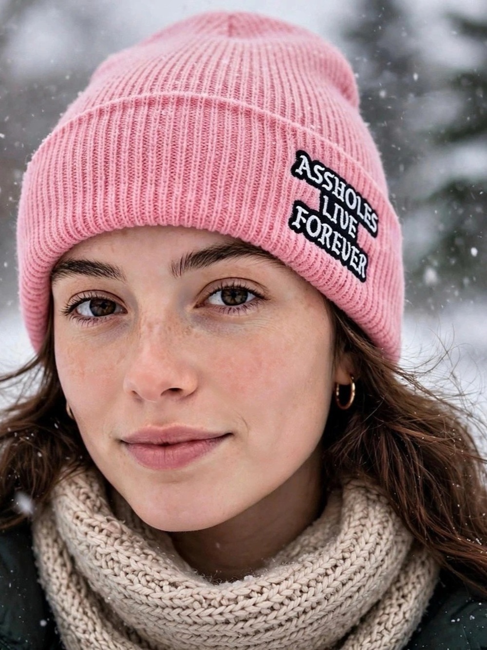 Assholes Live Forever Pink Beanie